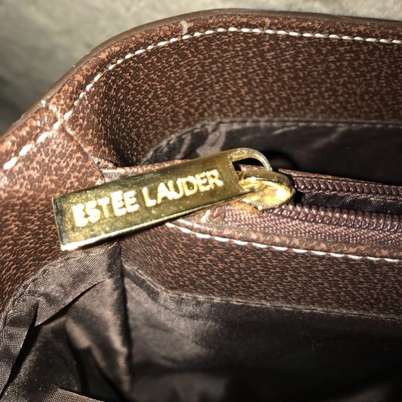 Estée Lauder tote, with brown flower design - Picture 2 of 6
